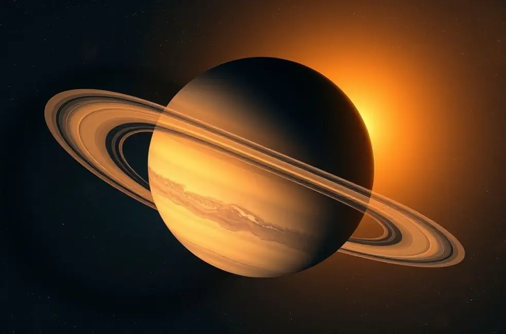 Imagem principal dos padrões estranhos na atmosfera de Saturno