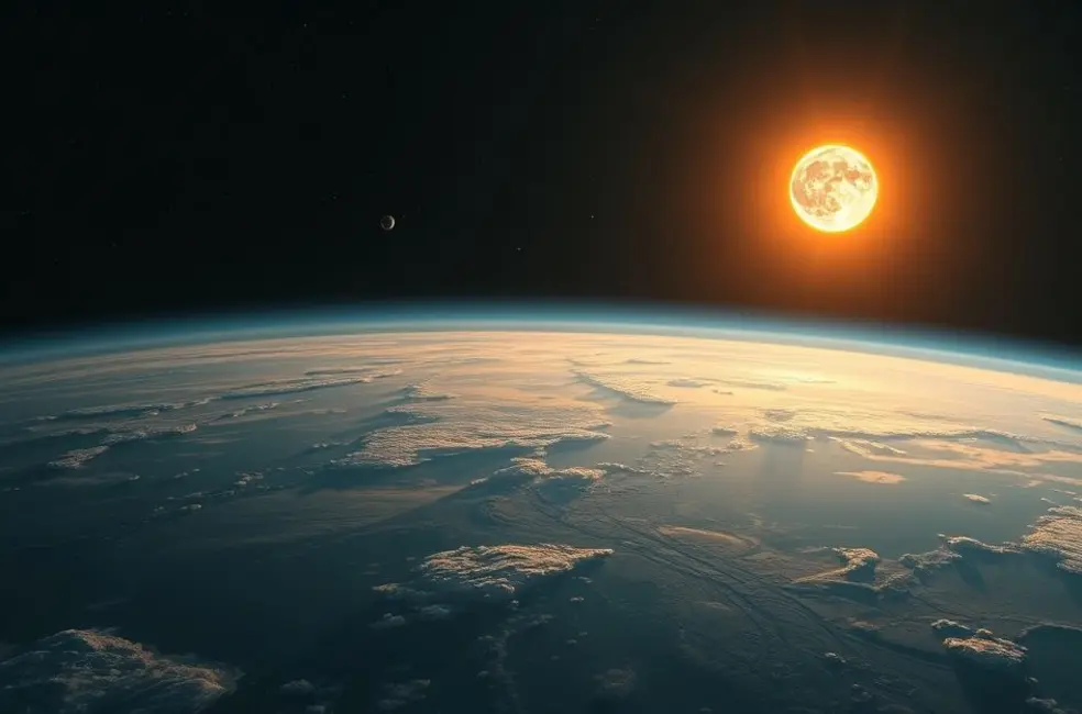 Imagem da Terra orbitada por asteroide quase-lua